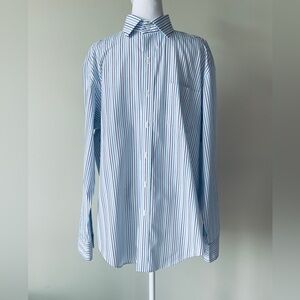 Lauren Ralph Lauren Men Blue & White Striped Long Sleeve Classic Fit Dress Shirt